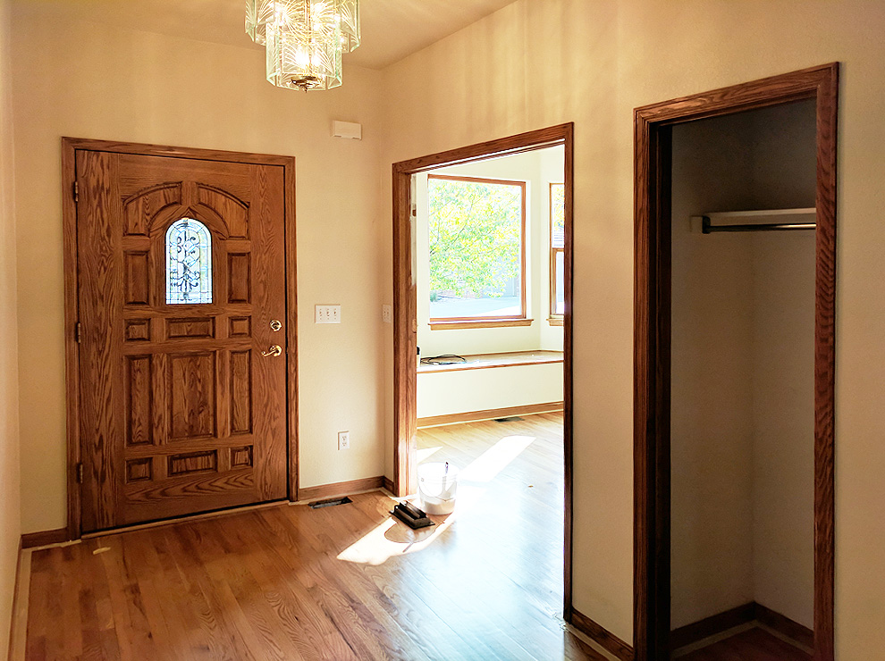 wooden door and trim before photo