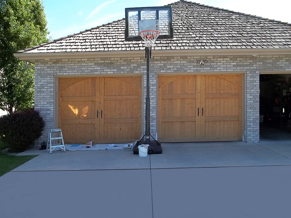 restained garage doors