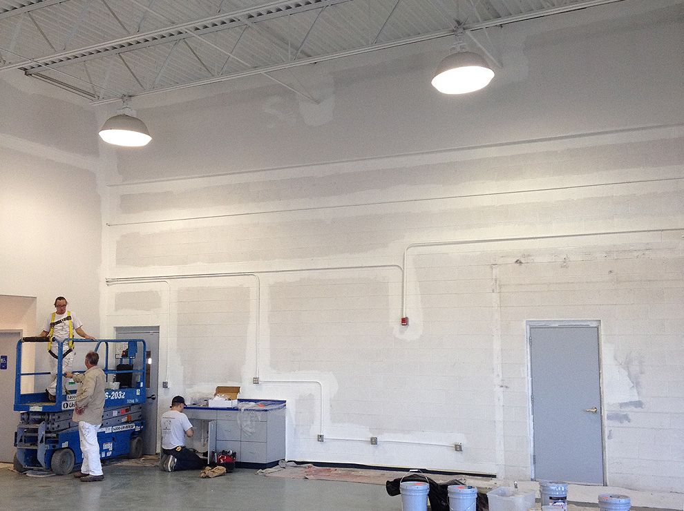 painting around commercial electrical and plumbing