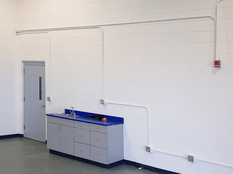 repainted white brick in commercial facility